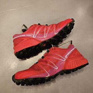 Salomon Speedcross Pro Womens 7US Trail Running hiking Sneakers Shoes Red Pink